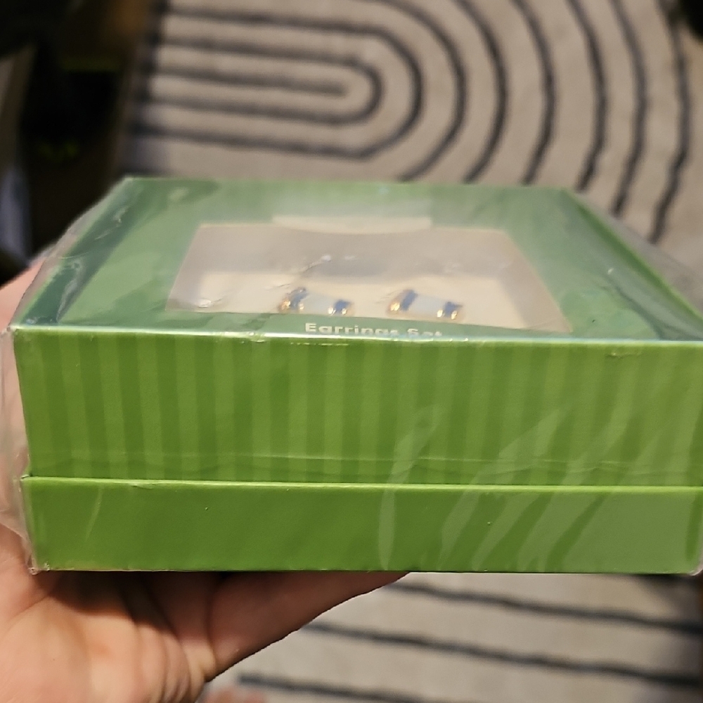 Nwt 3 Pairs Kate Spade Earrings Set - Blue, Green, White - Picture 3 of 3